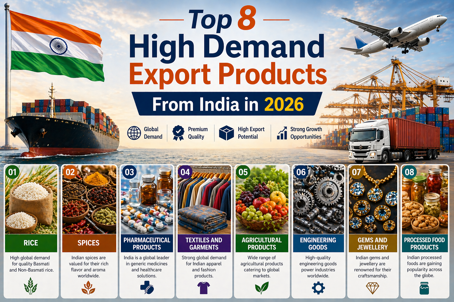  Top 8 High Demand Export Products From India in 2026